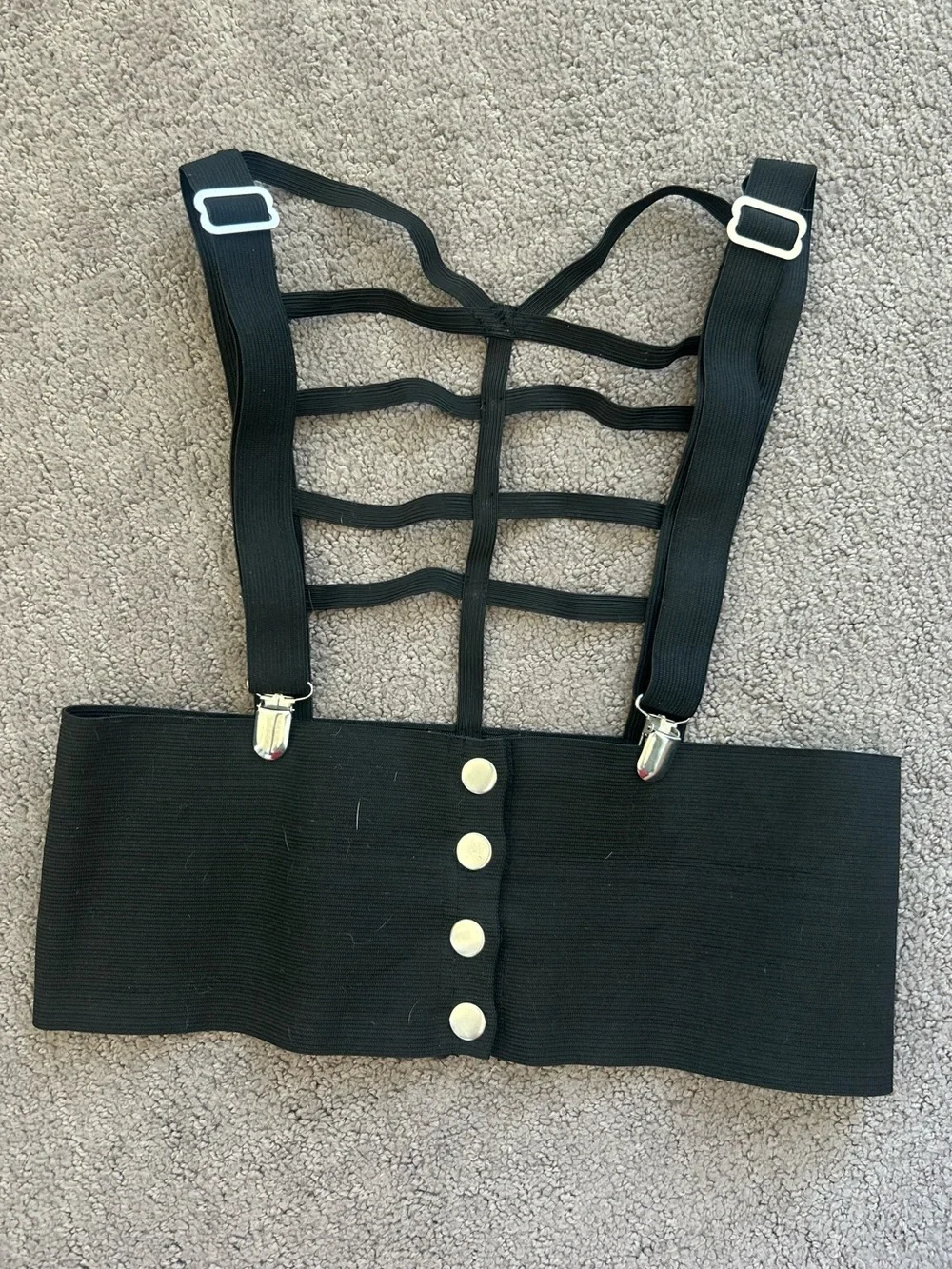 Hot Topic Black Elastic Corset Belt with Snap and Strappy Detail